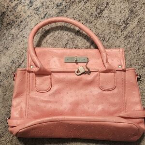 Structured Pink Top-Handle Satchel with Lock Detail
